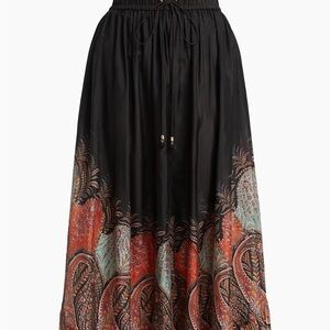 Zimmermann $850 Rhiannon Ruffled Printed Maxi Silk Skirt